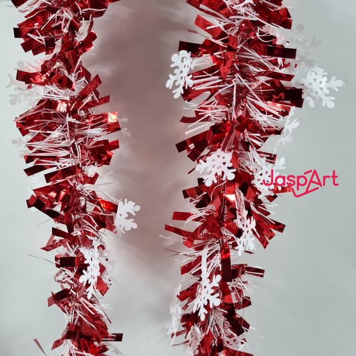 Gambar Slinger Natal Premium Ukuran Besar 9 cm Tinsel Rumbai Christmas - Merah dari Jaspart undefined Tokopedia