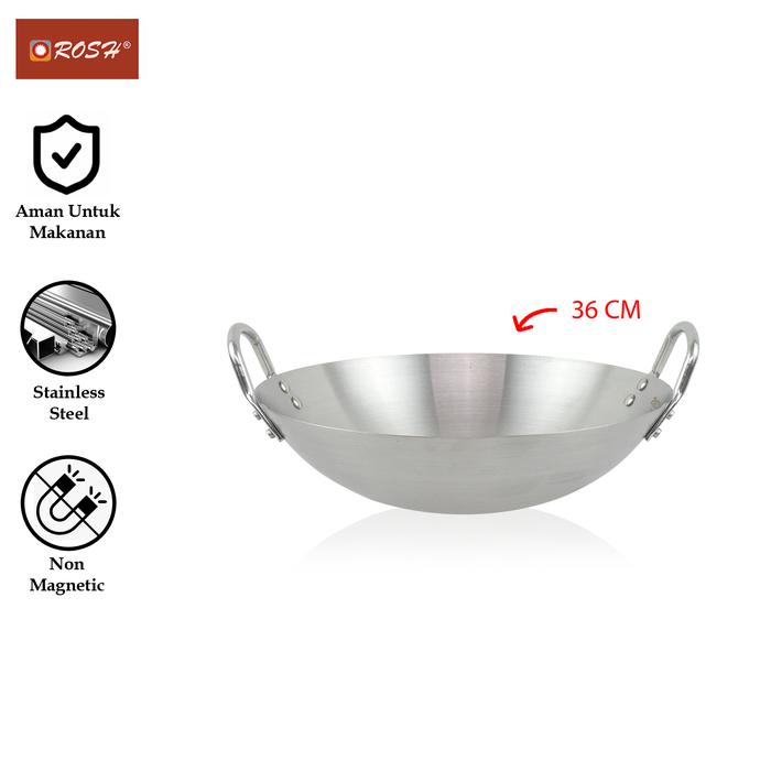 Gambar ROSH Wajan Anti Karat 30 - 80 CM Stainless Steel ROS-PR-SWP - 36 cm dari Rosh Kitchen undefined Tokopedia