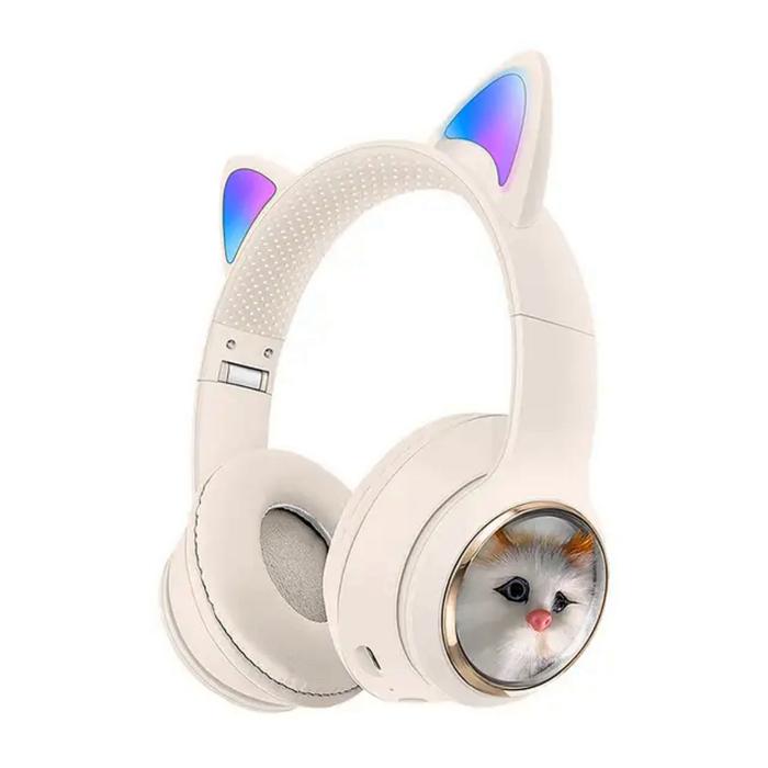 Gambar HEADPHONE CAT LED KARAKTER KUCING AKZ 09 PURE BASS 6D SOUND - Cream dari LBstoreAksesories12 undefined Tokopedia