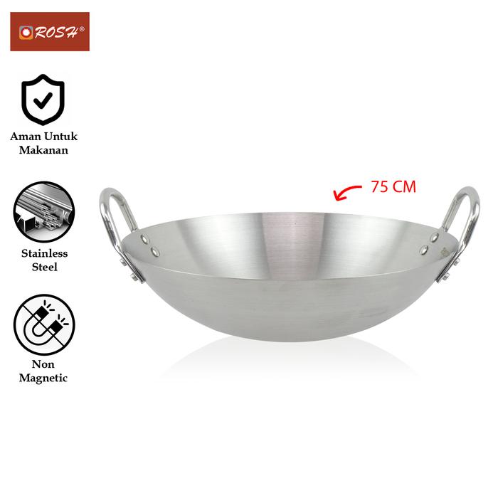 Gambar ROSH Wajan Anti Karat 30 - 80 CM Stainless Steel ROS-PR-SWP - 75 cm dari Rosh Kitchen undefined Tokopedia