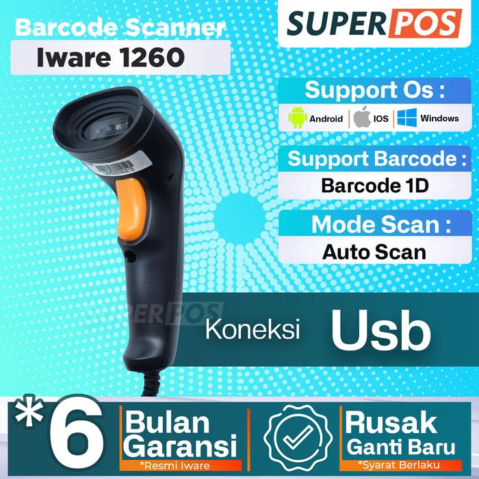 Gambar Barcode Scanner Usb Bluetooth Wireless 1D/2D Auto Scan Iware R8 Series - 1D Usb dari Super Pos undefined Tokopedia
