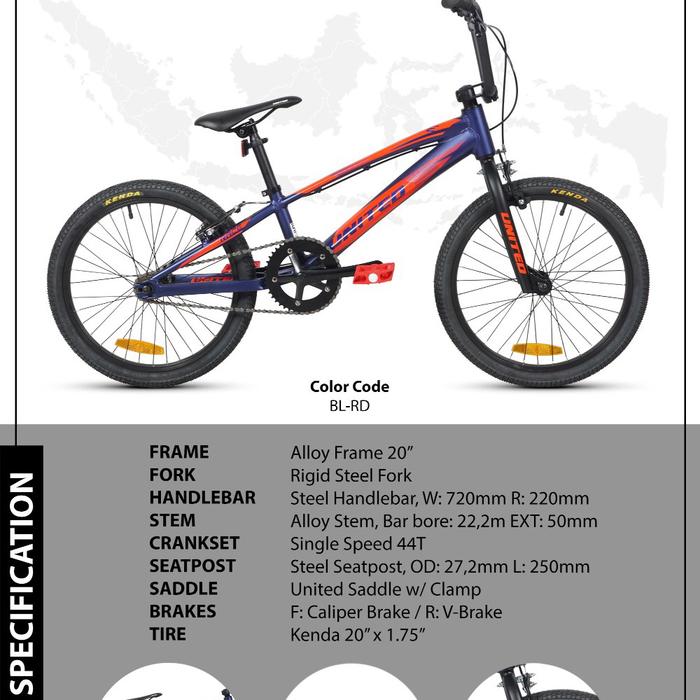 Gambar Sepeda BMX Anak 20 United Jumper Race Terbaru - Blue Red dari Toko Sepeda Yerikho undefined 4 Tokopedia