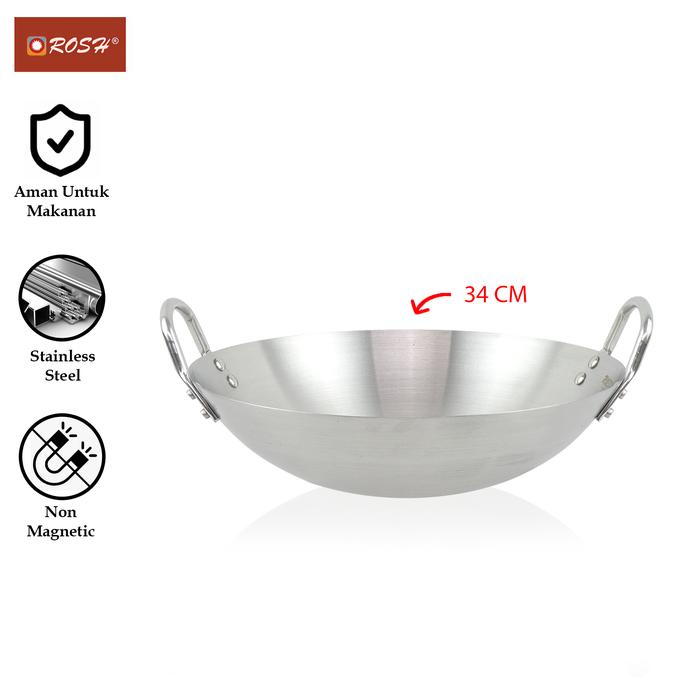 Gambar ROSH Wajan Anti Karat 30 - 80 CM Stainless Steel ROS-PR-SWP - 34 cm dari Rosh Kitchen undefined Tokopedia