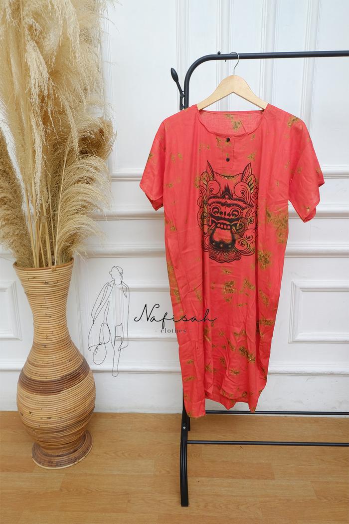 Gambar Daster Bali Motif Barong Bahan Rayon Adem All Size - Orange dari Nafisah Clothes undefined 5 Tokopedia