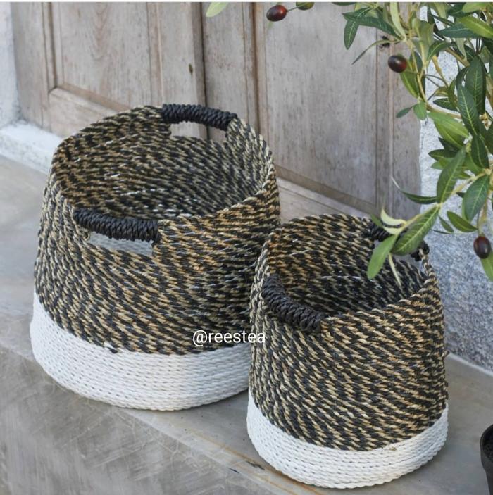 Gambar Size L Keranjang Seagrass ( bowl baru white natural) /cover pot - Black Natural dari reestea homedecor undefined Tokopedia