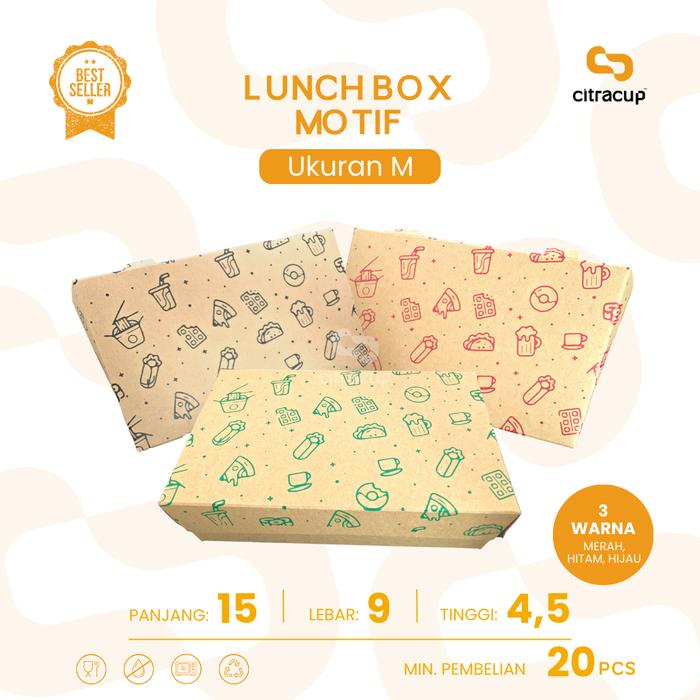 Gambar PAPER LUNCH BOX MOTIF KOTAK LAMINASI KRAFT TAKEAWAY EKONOMIS SIZE M - Hijau dari CITRA CUP undefined Tokopedia