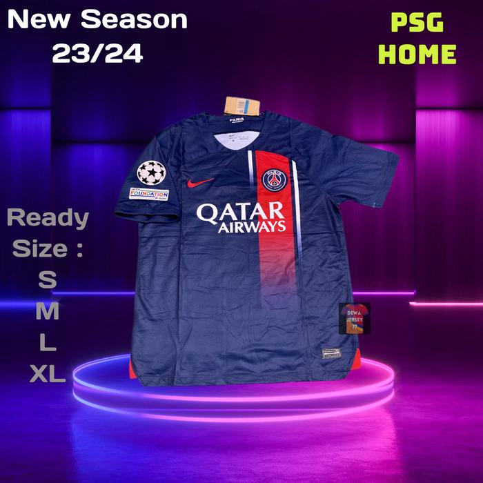 Gambar Jersey Baju Bola PSG Home Terbaru 2023/2024 Grade Ori - Jersey + UCL, XL dari Dewa Jersey77 undefined Tokopedia