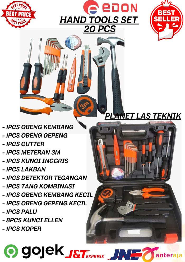 Gambar 1 set alat pertukangan bengkel EDON Hand Tools Set 20 pcs Tool Kit Set dari Planet Las Teknik undefined Tokopedia
