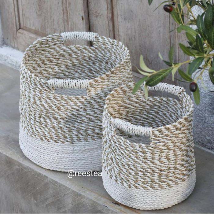 Gambar Size L Keranjang Seagrass ( bowl baru white natural) /cover pot - White Natural dari reestea homedecor undefined Tokopedia