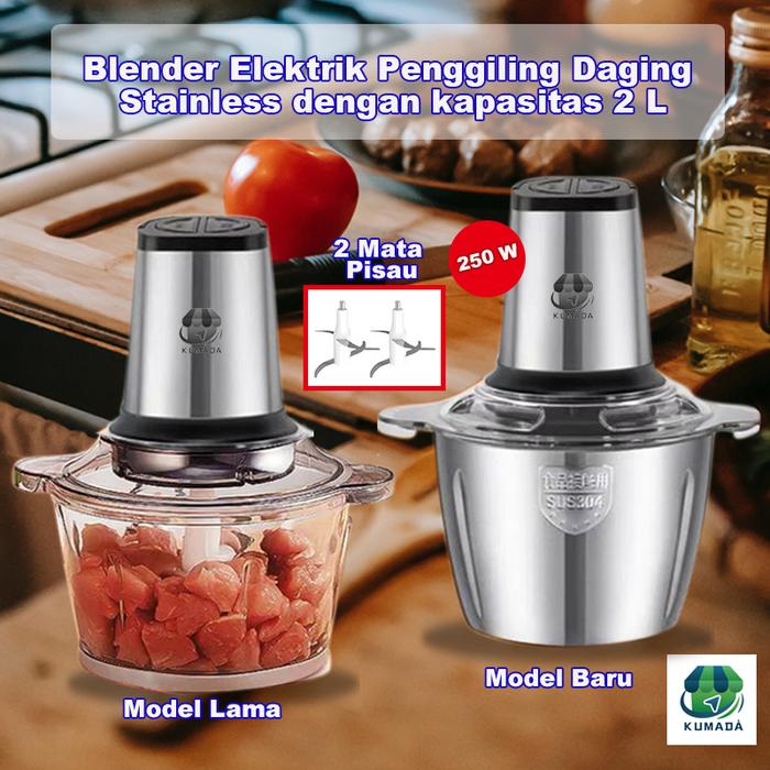 Jual Chopper Blender Stainless Blender Penggiling Daging Ukuran 2l ...