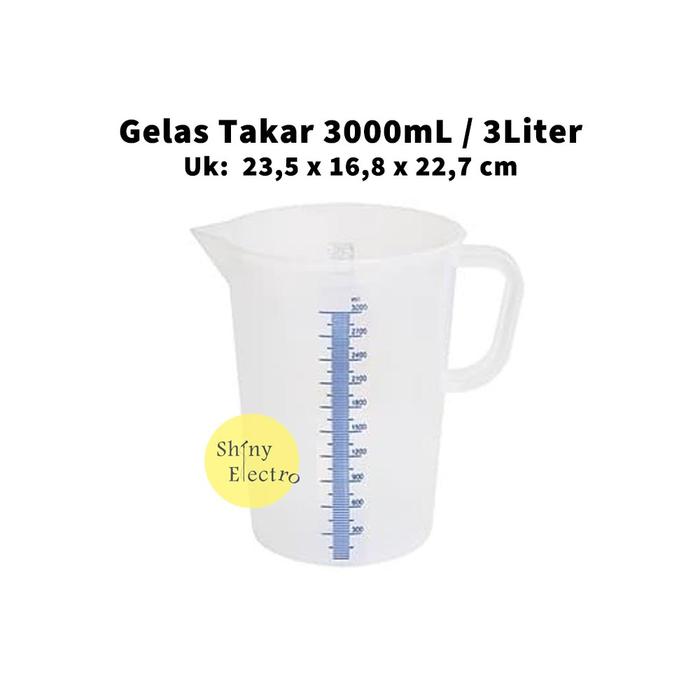 Gambar Gelas Takar Ukur Plastik ( 250 mL / 500 / 1 Liter / 2 L / 3 L / 5 L ) - 3000mL / 3 L, Bening dari ShinyElectroGroup undefined Tokopedia