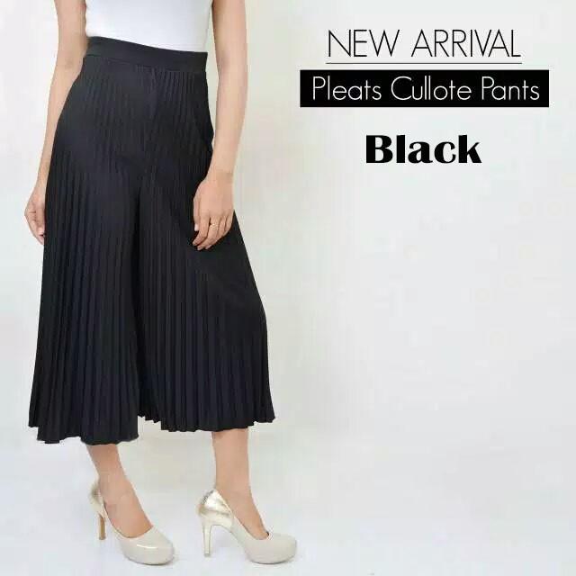 Gambar Celana Plisket - Celana Kulot Wanita 7/8 - Hitam dari happy seller shopping undefined Tokopedia