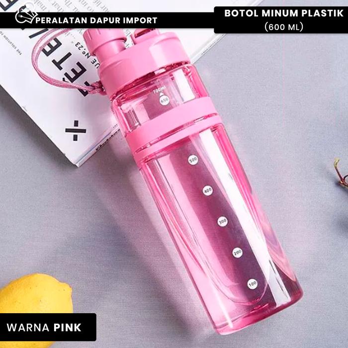 Gambar Botol Air Minum Dengan Sedotan 600 ML BPA FREE Anti Tumpah Pecah - Merah Muda dari Peralatan Dapur Import undefined Tokopedia