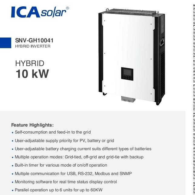 Hybrid Inverter Power Bidirectional 3phase 10KW 48V 10.000W ICAsolar Best Perfoma