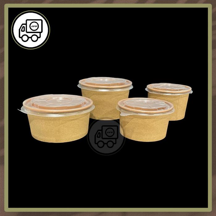 Gambar Paper Bowl Kraft 360 ml 500 ml 650 ml 800 ml Coklat Kraft Polos 25 pcs - Dengan Tutup, 360 ml dari Jakarta Food Packaging undefined Tokopedia