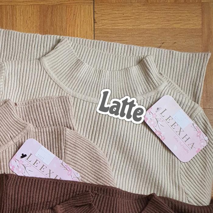 Gambar Turtle Neck Knit Premium / Baju Rajut Fashion / Manset Wanita Lembut - Latte dari Winter Olshop undefined Tokopedia