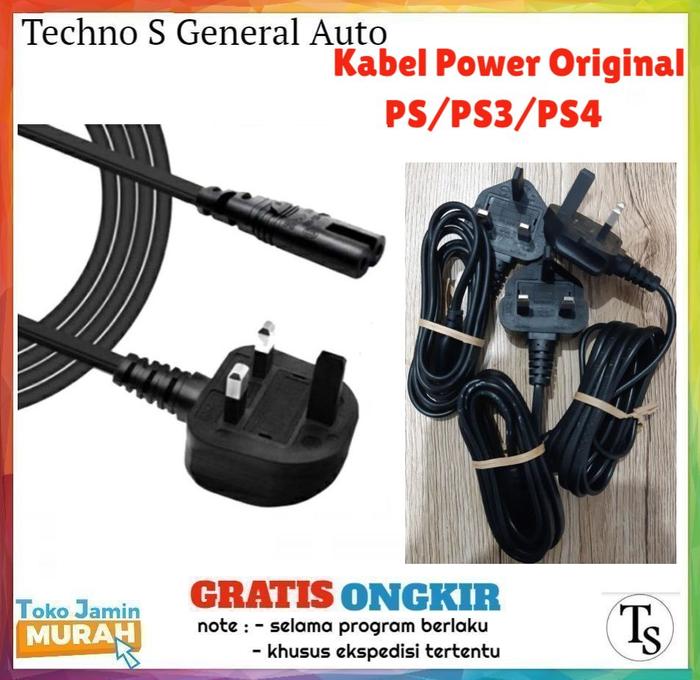 Gambar Kabel Power PS4 Slim - PS4 Fat - PS3 - PS2 Original - Power cable PS 4 - kabel hitam  dari Techno S General Auto / TSGA undefined Tokopedia