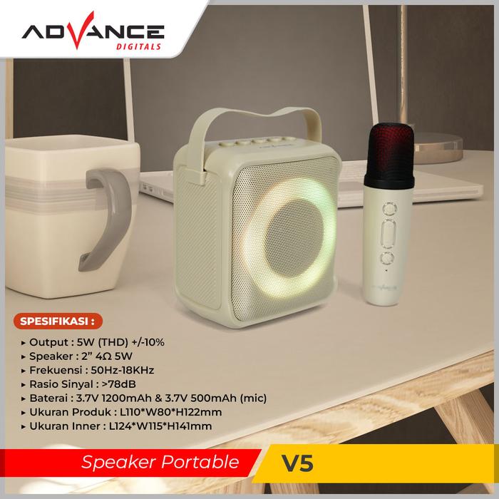 Gambar ADVANCE Speaker Bluetooth V5 Portable HiFi Stereo Garansi Resmi - BEIGE dari Advance Mall Indonesia undefined Tokopedia