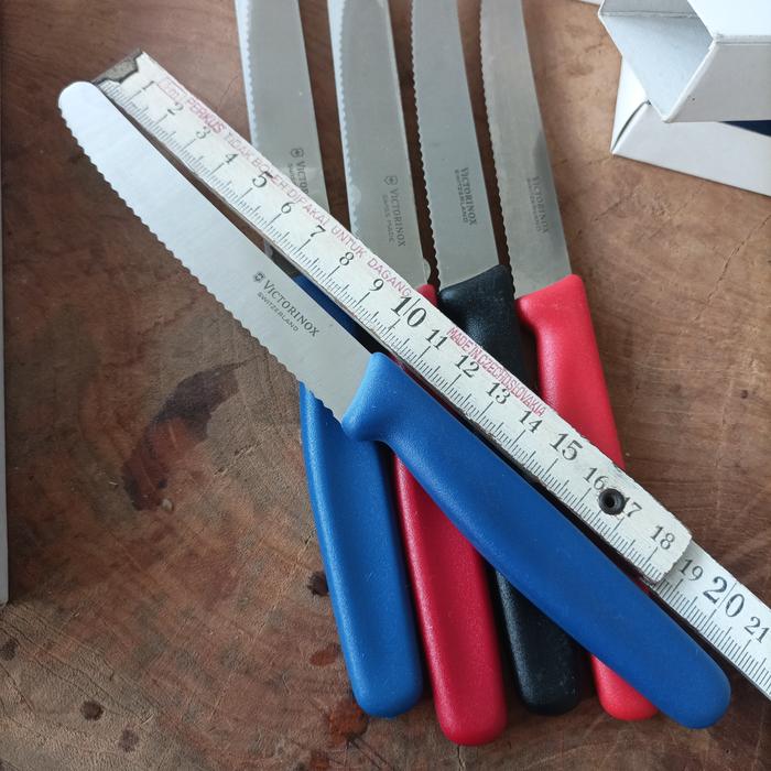 Gambar Pisau Steak Victorinox 21cm Bilah Full Serrated 10cm ORIGINAL NOS - Biru dari Classmo undefined Tokopedia