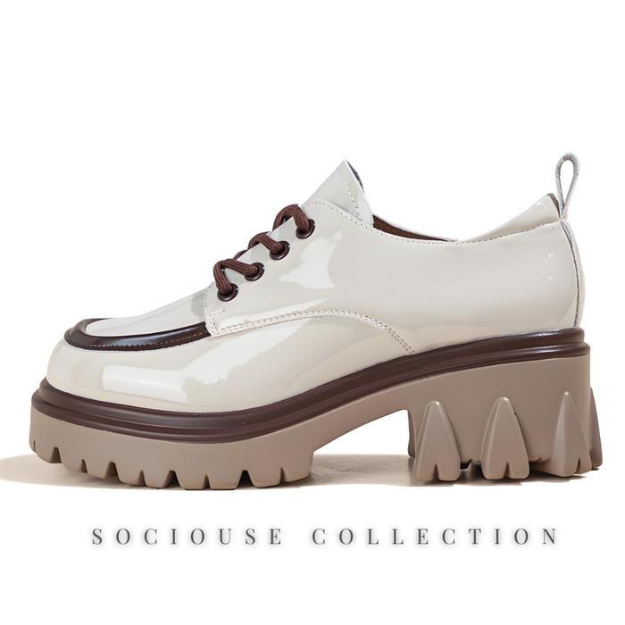 Gambar Sepatu Docmart Heels Kerja Wanita Oxford Style | Sepatu Glossy Wanita - Beige, 36 dari Sociouse Studio undefined Tokopedia