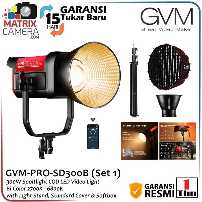 Gambar GVM PRO SD300B 300W LED Video COB Spotlight Bi-Color 2700 - 6800K - PAKET 1 dari Matrix Camera_NEW undefined Tokopedia