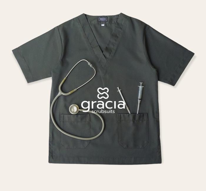 Gambar Scrub / baju oka / baju jaga dokter (atasan saja ukuran S M L) - XXXL dari Gracia Scrubsuits Malang undefined Tokopedia
