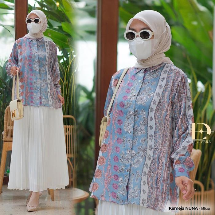 Gambar Kemeja Atasan Wanita Premium Silk Print Nuna D'Lovera - Purple dari Dzakirah Butik undefined 2 Tokopedia