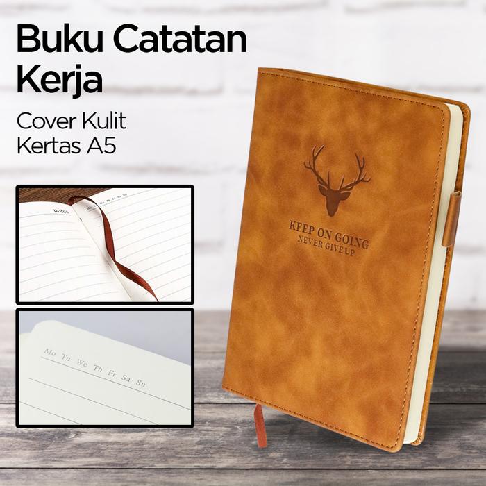 Gambar Buku Catatan Kerja Notebooks Cover Kulit Kertas A5 - CW-5025 - Cokelat dari web komputindo undefined Tokopedia