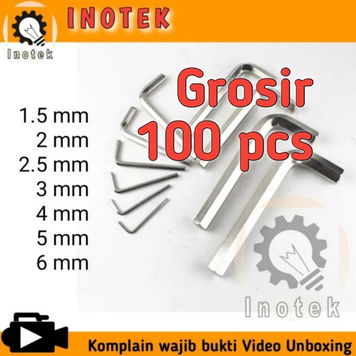 Gambar Kunci L GROSIR 100 pcs Allen Key 1,5mm 2mm 2,5mm 3mm 4mm 5mm 6mm - 3mm dari Inotek undefined Tokopedia