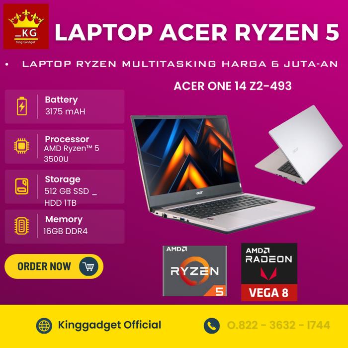 Jual ACER ONE Z2 AMD RYZEN RAM 16GB SSD 512 GB HDD 1TB HANYA