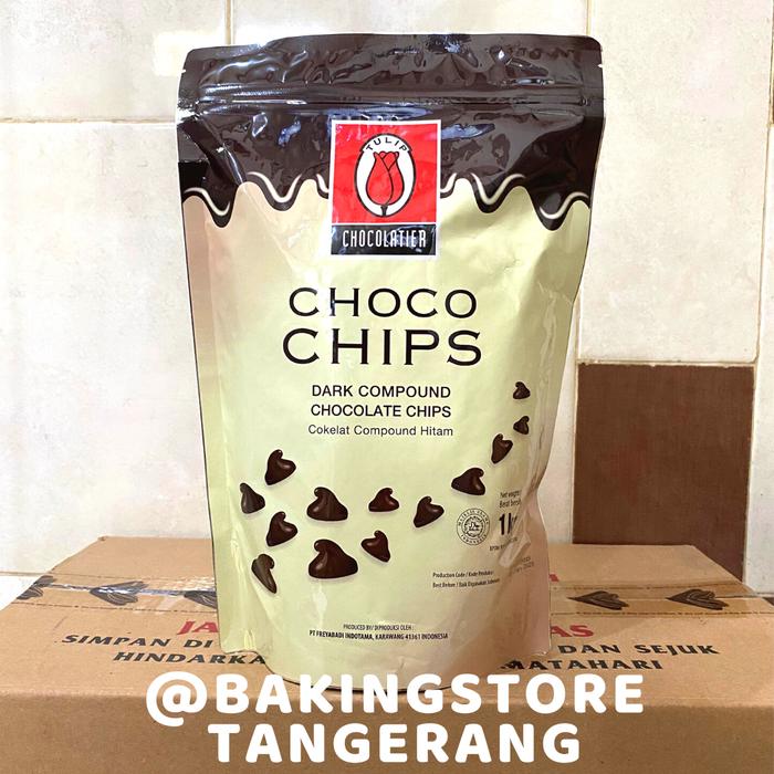 Gambar Choco chip Dark Chocolate tulip 1Kg | Chocochips dark coklat dari Baking Store Tangerang undefined Tokopedia