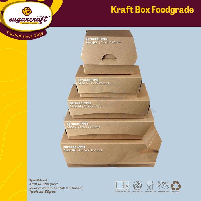 Gambar Kotak kraft makanan lunch box paper coklat 50pcs - S dari Sugarcraft ID_NEW undefined Tokopedia