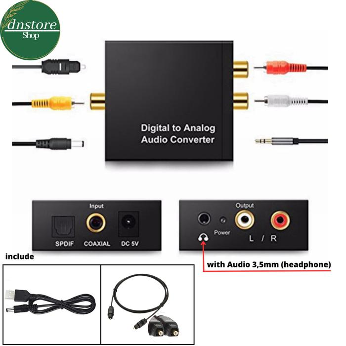 Gambar Digital to Analog Audio Converter With AUDIO 3.5MM smart tv optic ke rca /  Headset aux Speaker - PAKET-A dari DN STORE88_NEW undefined Tokopedia