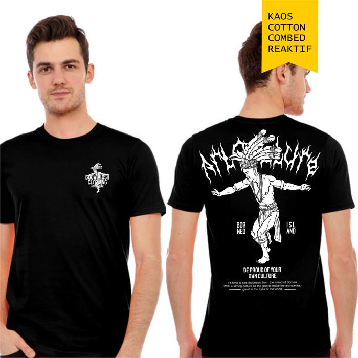 Gambar Kaos Oblong Baju Dayak Kalimantan Distro Pria - Hitam, L dari boowshop undefined 5 Tokopedia