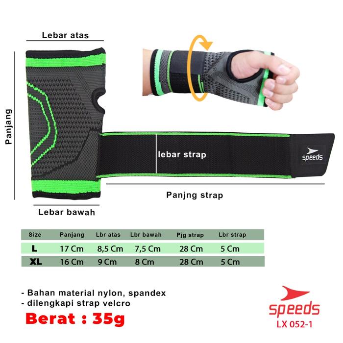 Gambar SPEEDS Pelindung Pegelangan Tangan Palm supporter 052-01 - 1 HIJAU, L dari Speedshome undefined Tokopedia
