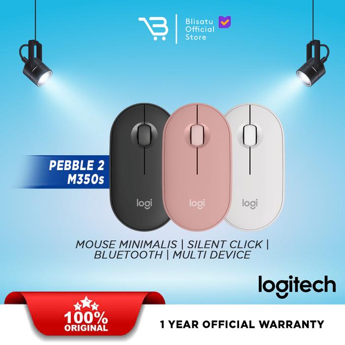 Logitech Pebble M350s Mouse Wireless Bluetooth Slim Silent Hitam