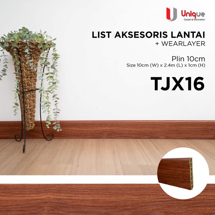 Gambar Aksesoris Lantai Parket Vinyl SPC / List Flooring Plint PVC 8cm - TJX8-16 dari Unique Toko Karpet Tangerang undefined Tokopedia