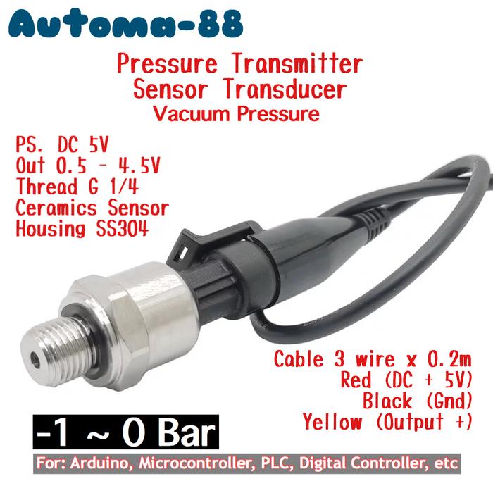 Gambar Negative Pressure Sensor -1 ~ 0 Bar -1Bar Vacuum Transducer DC 5V dari Automa-88 undefined Tokopedia