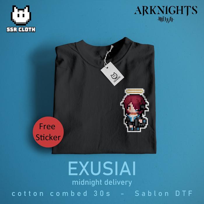 Gambar Kaos/T-shirt Anime Pixel Art - Exusiai Midnight Delivery - Arknights - Biru, XL dari SSR Cloth undefined 3 Tokopedia