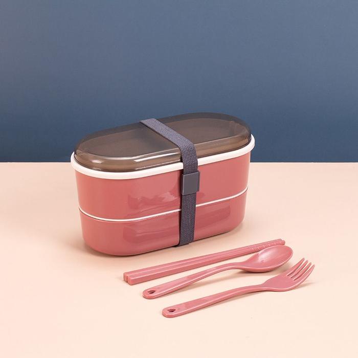 Gambar Kotak Makan Bekal Anak Karet 2 Tingkat 700 ml Free Sendok Set - Merah dari SALAPAN GROSIR undefined Tokopedia