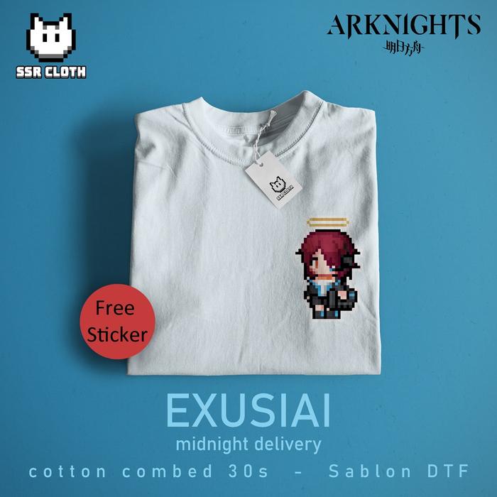 Gambar Kaos/T-shirt Anime Pixel Art - Exusiai Midnight Delivery - Arknights - Biru, XL dari SSR Cloth undefined 2 Tokopedia