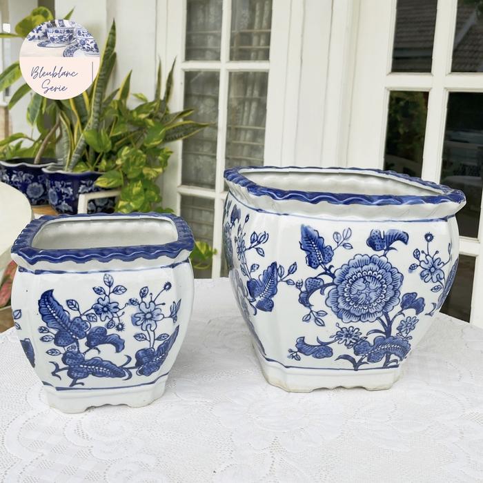 Gambar 1set Pot Keramik Biru Putih Sq dari limemintshop undefined Tokopedia