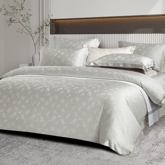 Gambar WELLEN JACQUARD Bed SET 100% Bambu Cellulose Fiber - JT35 - Light Gray, Queen 160 dari WELLEN Official undefined Tokopedia