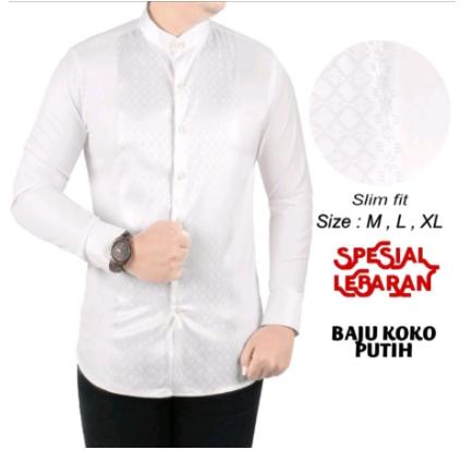 Gambar BAJU KOKO PRIA SLIM FIT KEMEJA KOKO PUTIH PANJANG KP13 - M dari LinaBatikDistro undefined Tokopedia