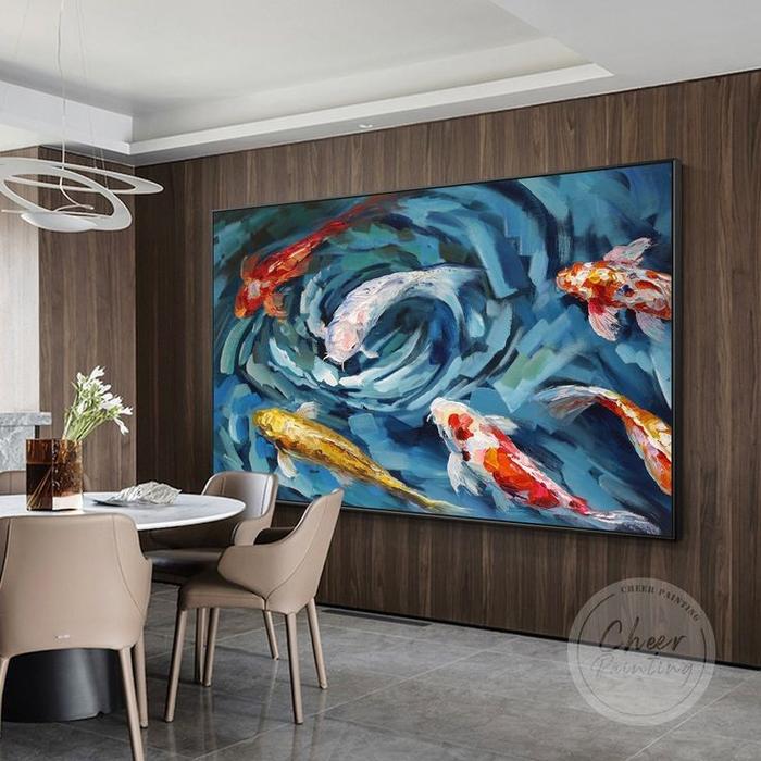 Gambar lukisan ikan koi - 60x120cm dari Rajendra art paintings undefined Tokopedia