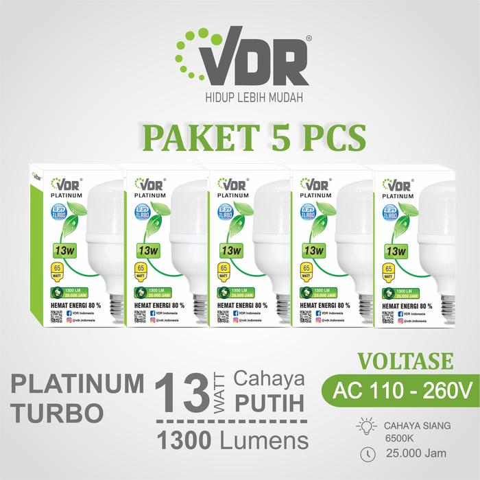 Gambar LAMPU VDR Platinum Turbo - LED Kapsul - Putih 5 watt - 58 watt - 13 watt, PAKET 1 dari VDR Official undefined Tokopedia