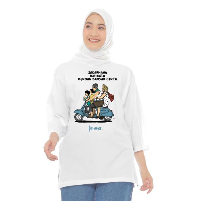 Gambar Kaos Oversize Wanita Lengan Panjang 7/8 Bahan Katun Combed 24s Adem - Putih Sederhana, XL dari Fikacu undefined Tokopedia