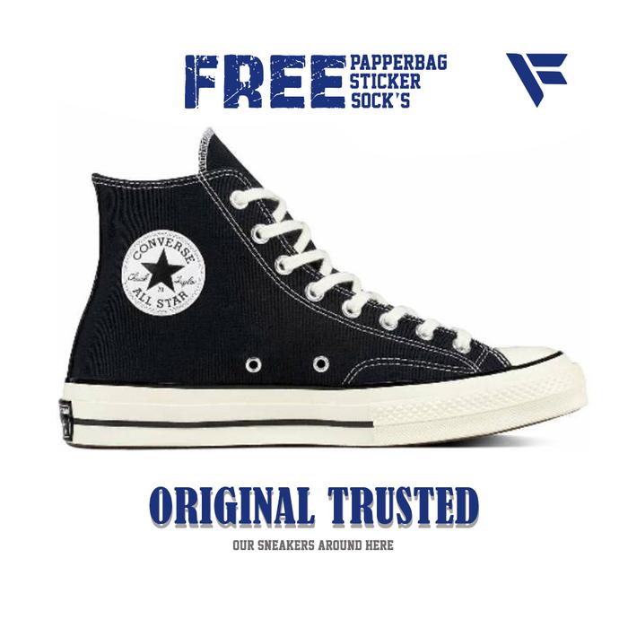 Converse CT 70S HI Black White 100% Original Free PAPERBAG 36