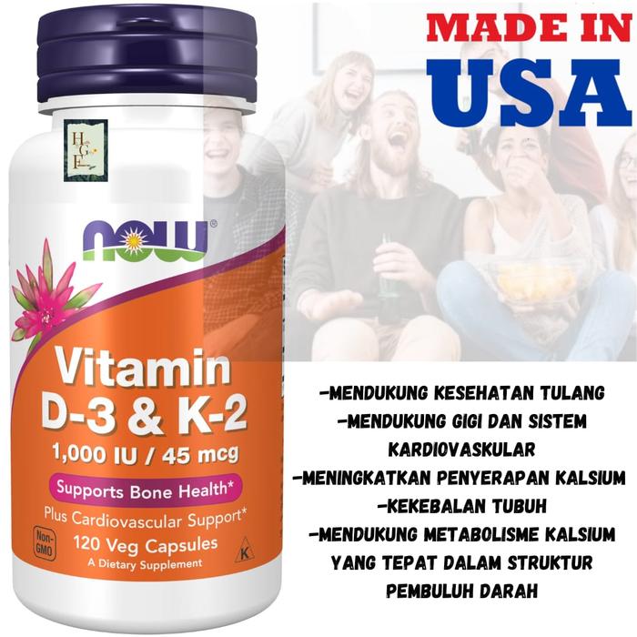 Gambar Now Vitamin D3 & K2 isi 120 Capsules - NOW D3K2 dari Health Gallery Store undefined Tokopedia