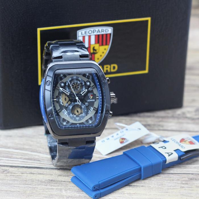 Gambar Jam Tangan Pria Leopard 8802 Analog Chrono Tanggal Original Rubber - Hitam Biru dari Michelle shop89 undefined Tokopedia